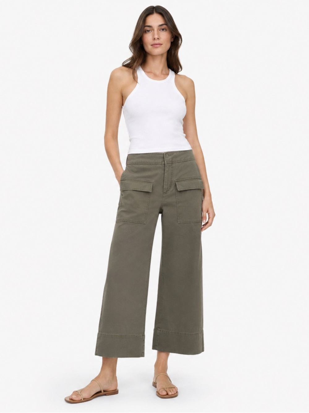 ATM Anthony Thomas Melillo Brushed Twill Cargo Wide Leg Pants Olive 2